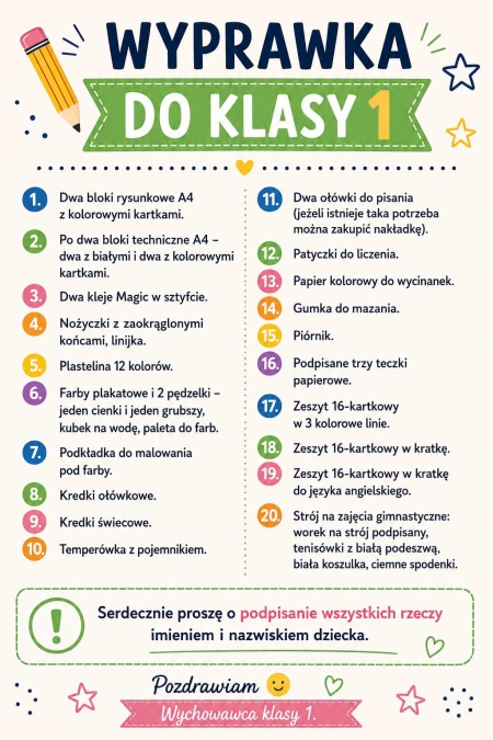 ? WYPRAWKA DO KLASY 1